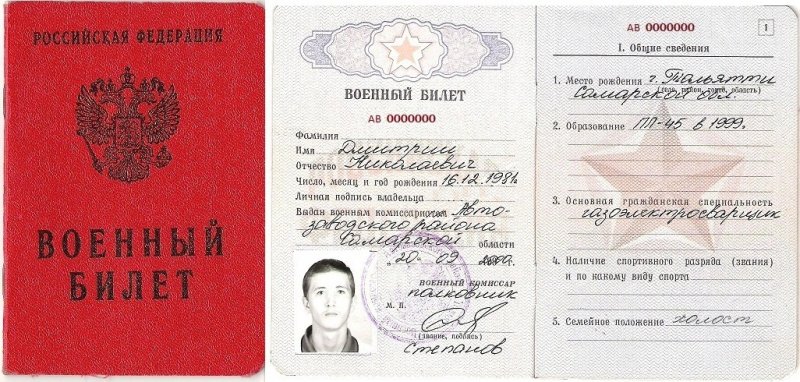 Военный билет Вооружённых сил России