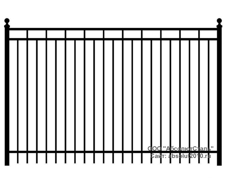 Решетка ограждения металлическая ОС-т15-00, высота 1,6 м
