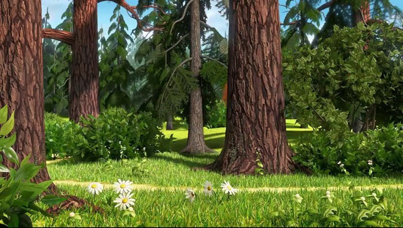 Маша и медведь фон лес