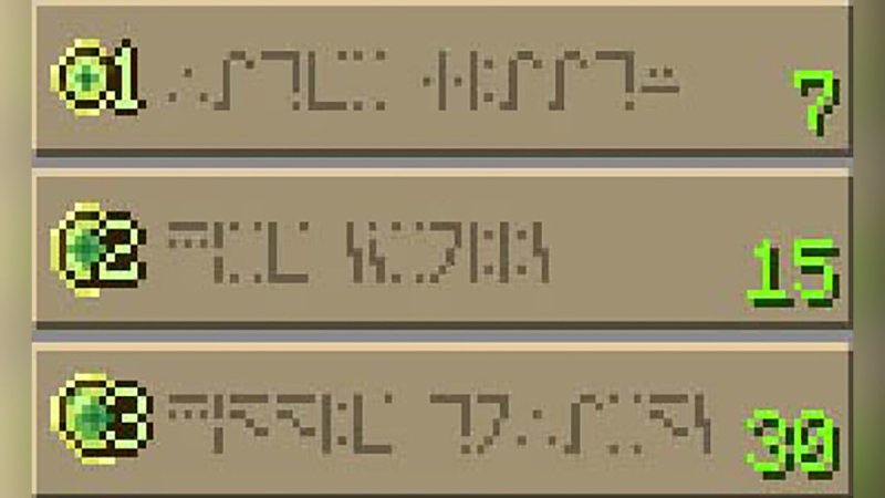 Алфавит зачарования в Minecraft