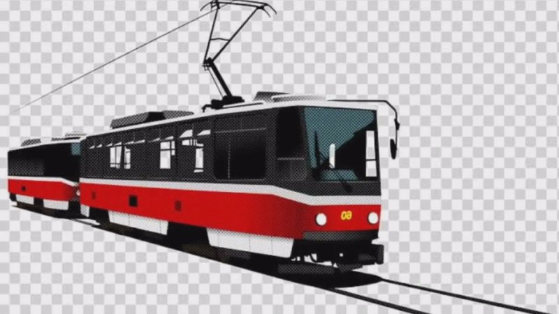 Трамвай на прозрачном фоне