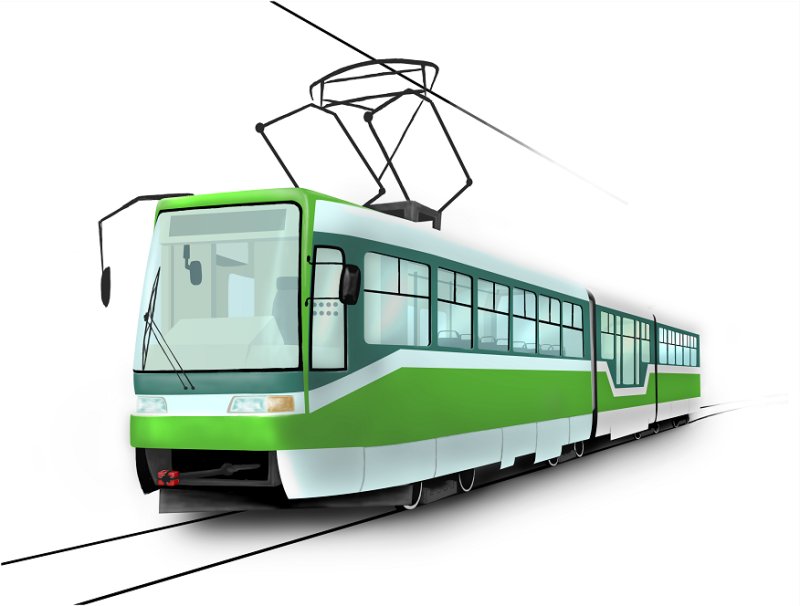 Трамвай на прозрачном фоне