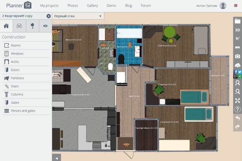 Planner 5d Интерфейс программы