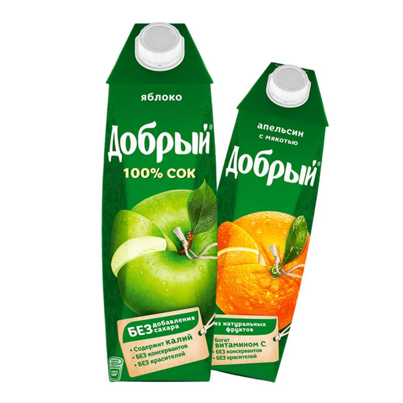 Сок добрый в ассортименте 1 л