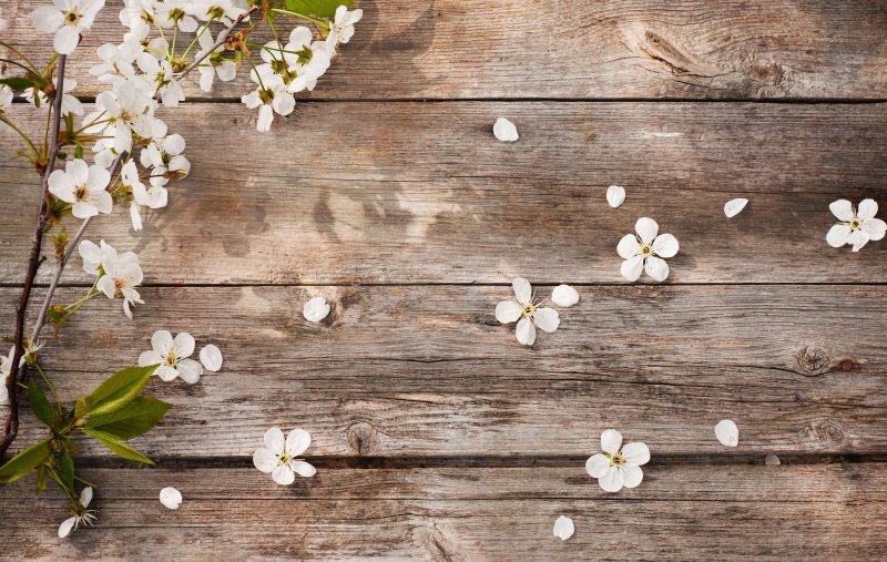 Цветы на деревянном столе