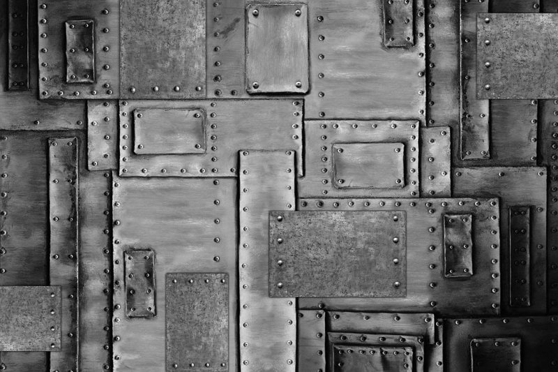 Лист металла с заклепками