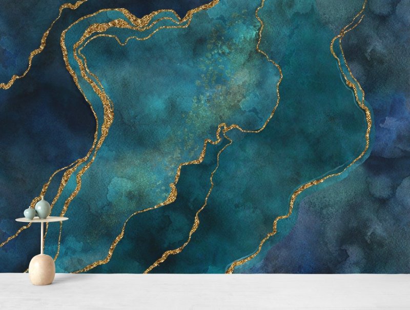 Бирюзовый мрамор с золотом