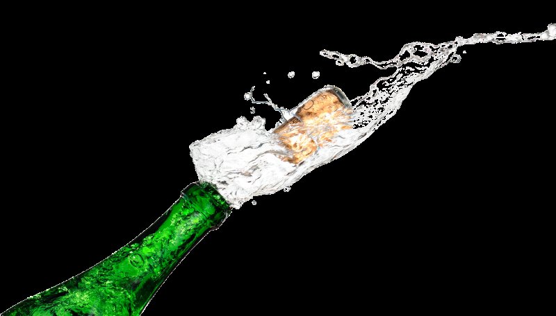 Бутылка шампанского с брызгами