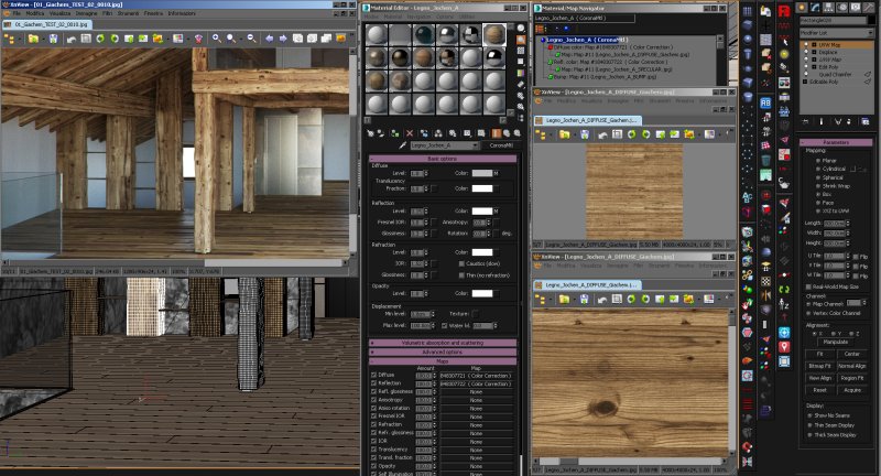 Материал дерево в 3d Max Corona
