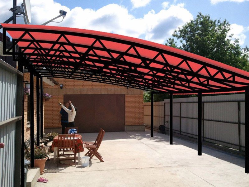 Навес поликарбонат пролет7м