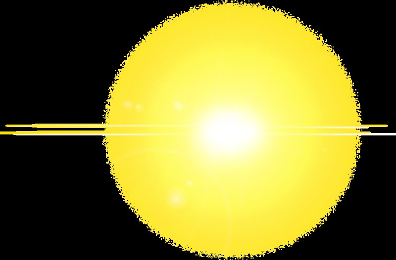 Свечение от солнца без фона