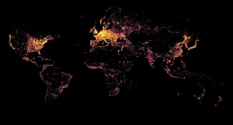 Карта ночной земли