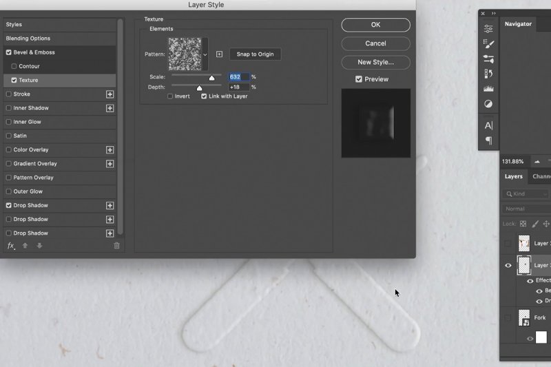 Как сделать тиснение в фотошопе