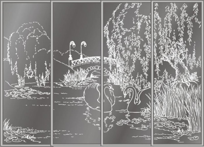 Пескоструйный рисунок на зеркале