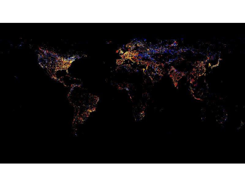 Карта земли ночью