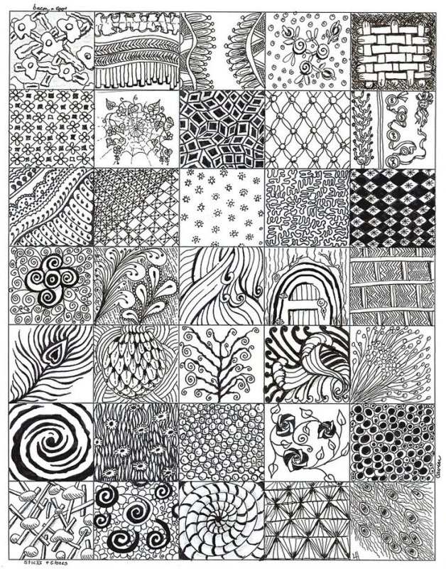 Дудлинг и Зентангл узоры и техники