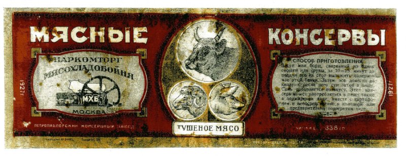 Этикетки мясных консервов СССР