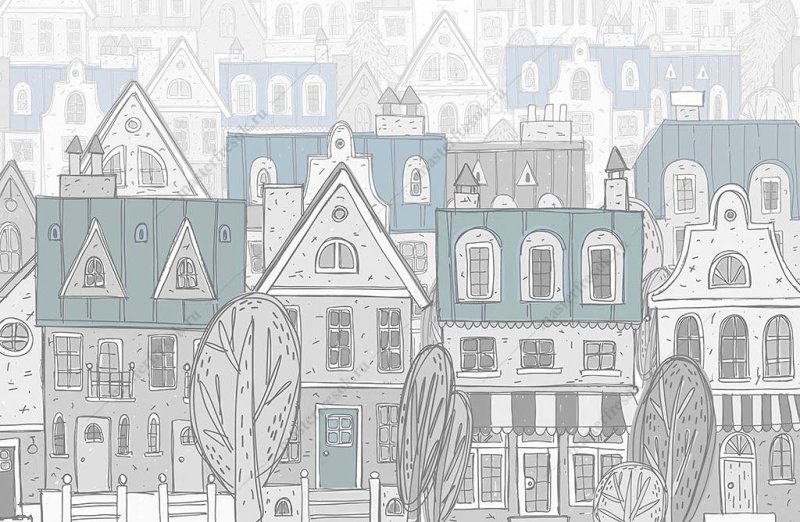 Обои на стену городская бесшовная текстура