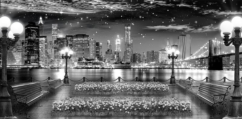 Ночной город черно белый