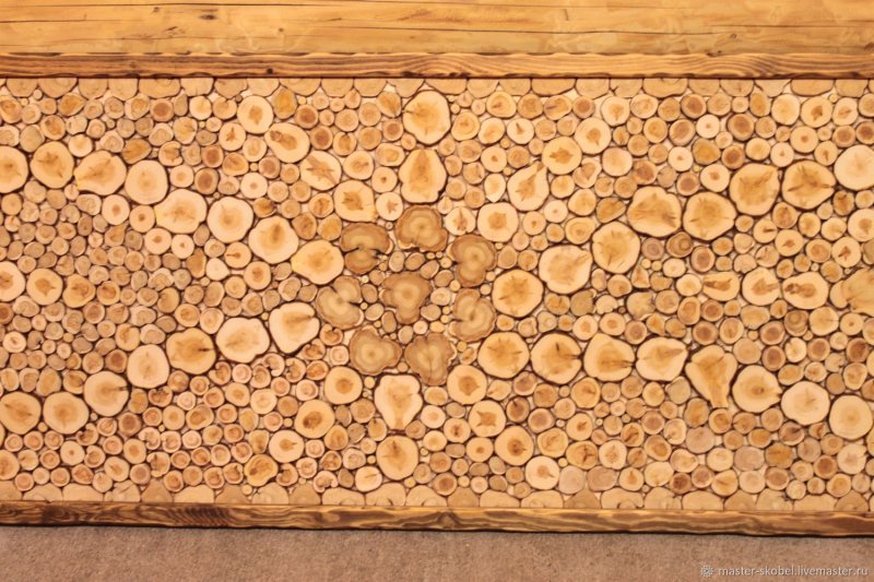 Панно из спилов можжевельника для бани
