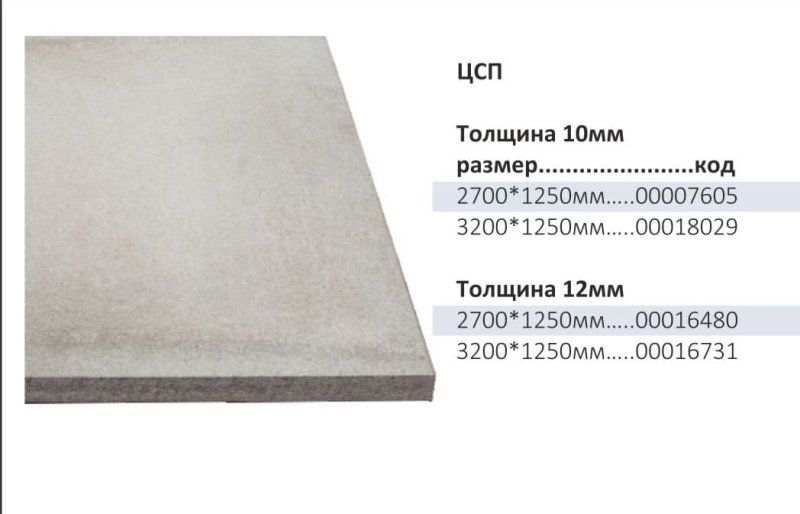 Плита ЦСП 3200х1250х12мм вес