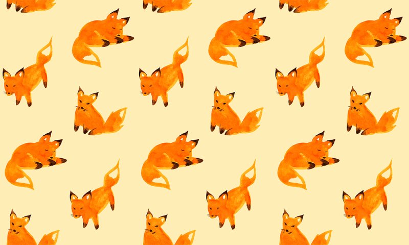 Оранжевый фон с лисами