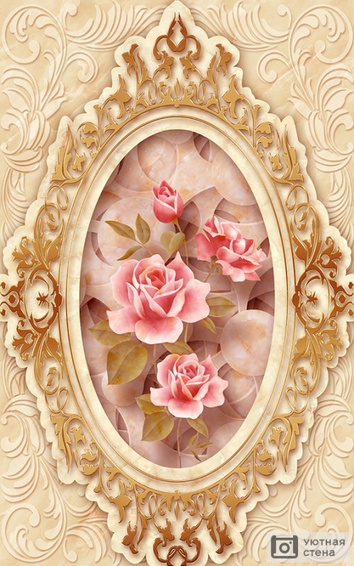 Фреска розы на стене