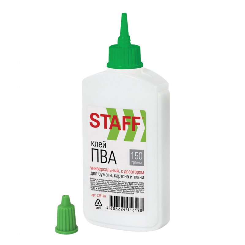 Клей ПВА 65гр staff 227376 с дозатором