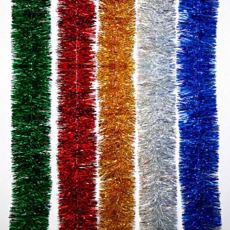 Мишура цвет серебро, красный 2 м, d=95 м0833, 3 уп