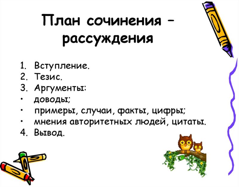 План как писать рассуждение