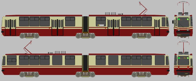 Трамвай Татра кт4 из бумаги