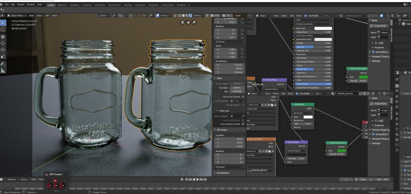 Blender 2.8 материал стекло Cycles