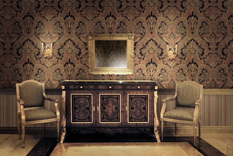 Обои в классическом стиле в интерьере