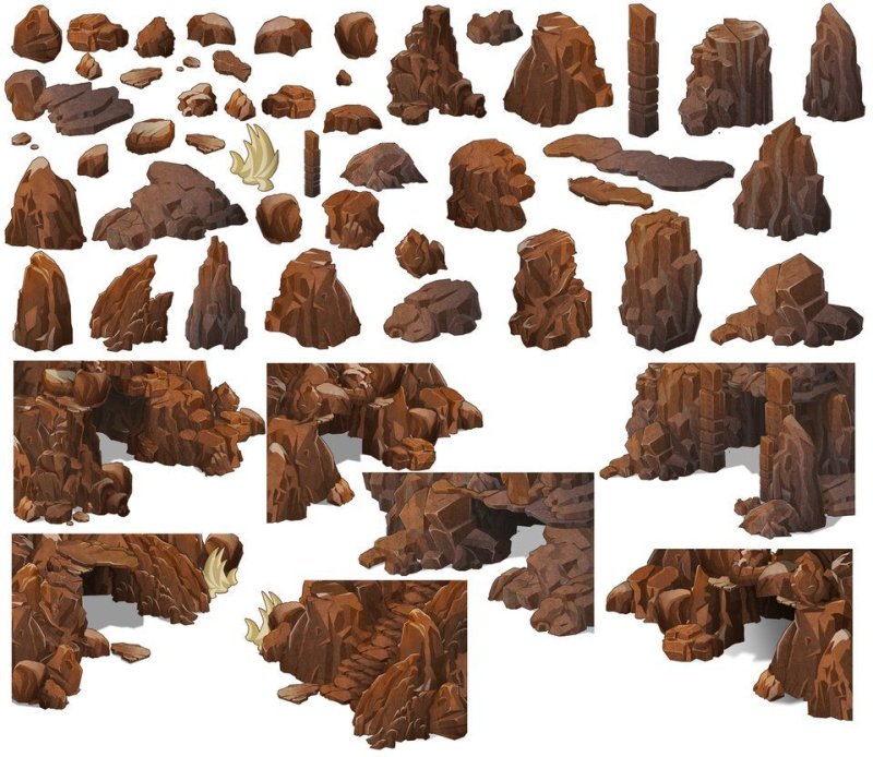 Тайлы подземелья 2д камень