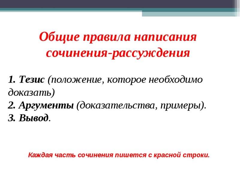 Правила написания сочинения рассуждения