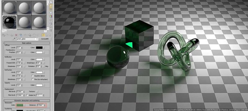 Стекло в 3д Макс корона