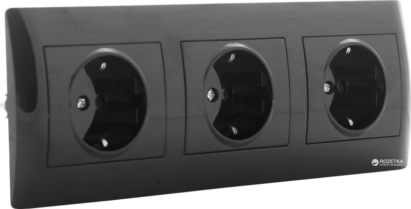 Agni тройник 3 розетки черный