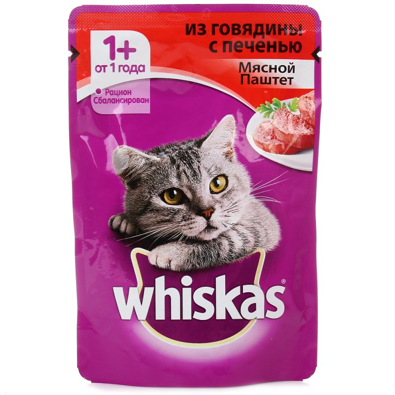 Кошачий корм вискас паштет