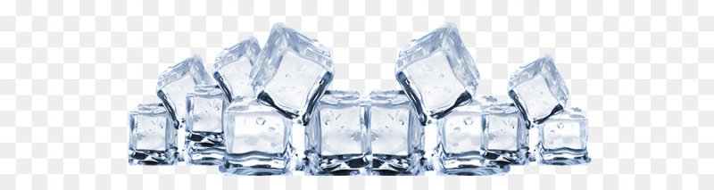 Кубики льда на прозрачном фоне