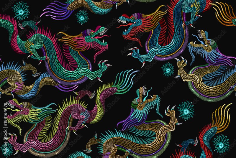 Китайский орнамент дракон паттерн