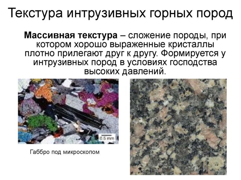 Текстуры интрузивных горных пород