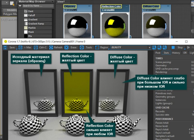 Зеркало в 3д Макс корона