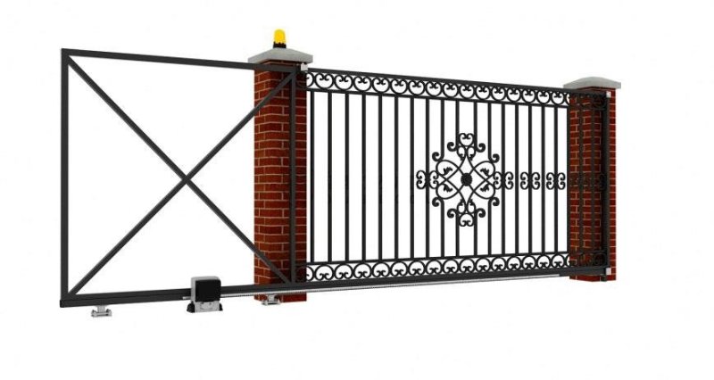 Кованые откатные ворота кво05