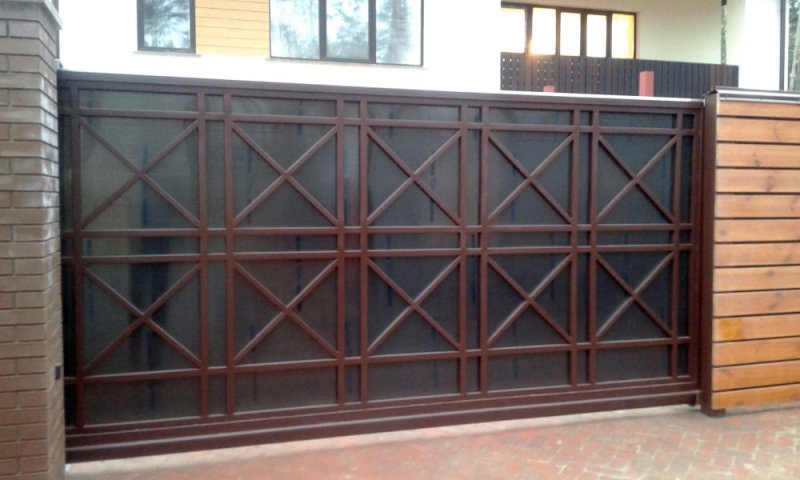 Откатные ворота евроштакетник ral8019