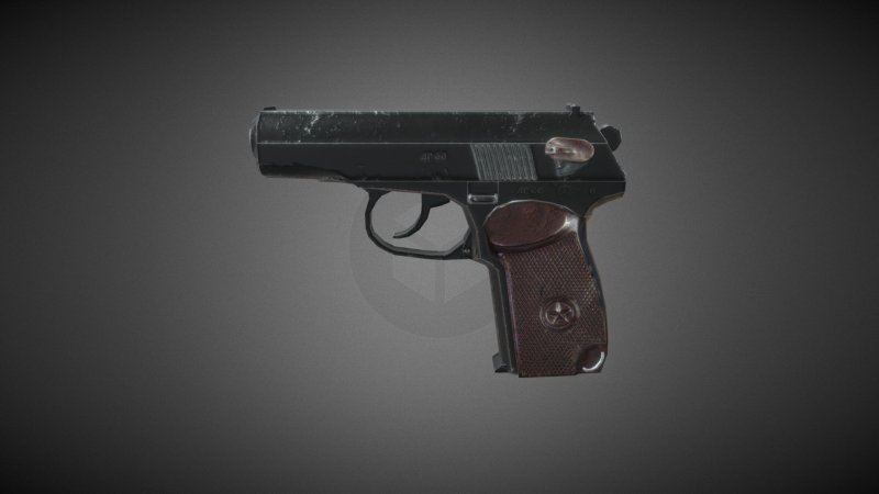 Пистолет 3д модель Makarov PM