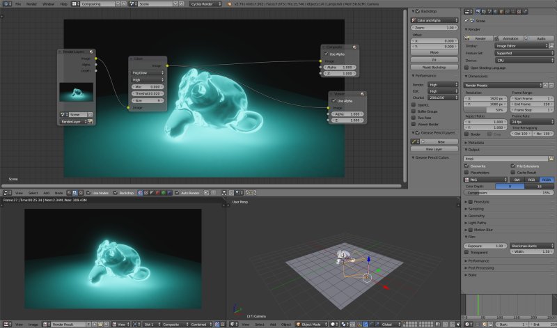 Светящийся материал в Blender