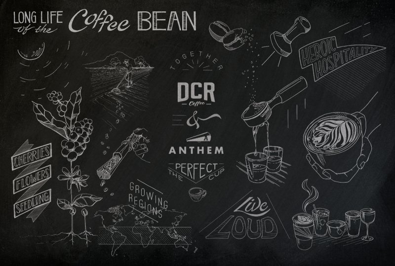 Рисунки на грифельной доске на кухне