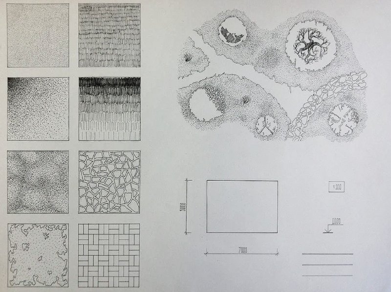 Мощения дорожек архитектурная Графика