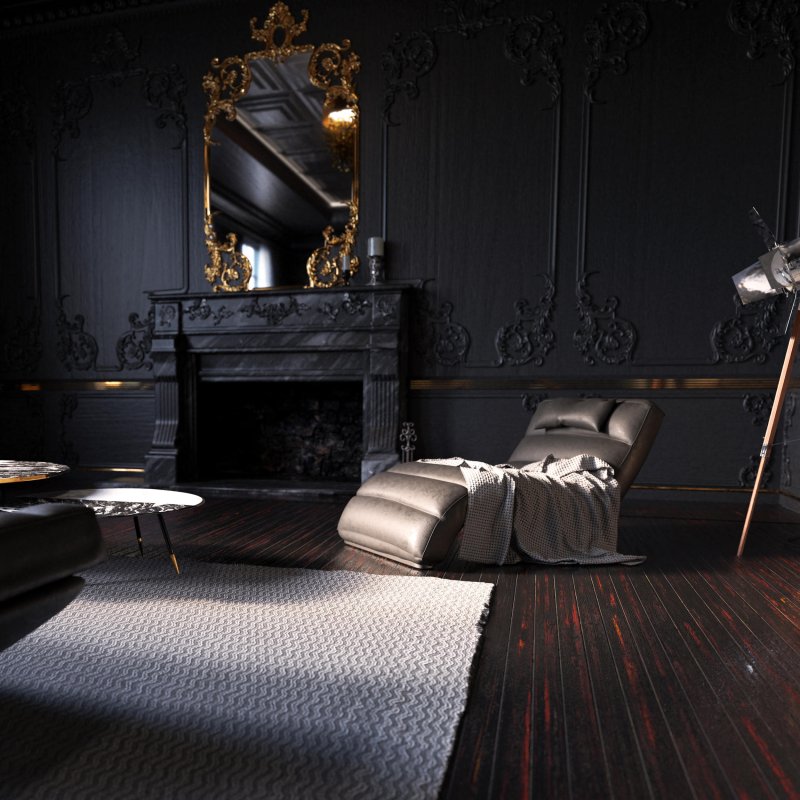 Черный интерьер комнаты