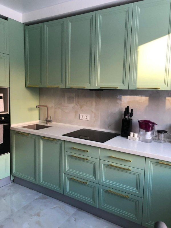 Кухня эмаль матовая 3200 ( фасад RAL 7012, каркас Пикард)